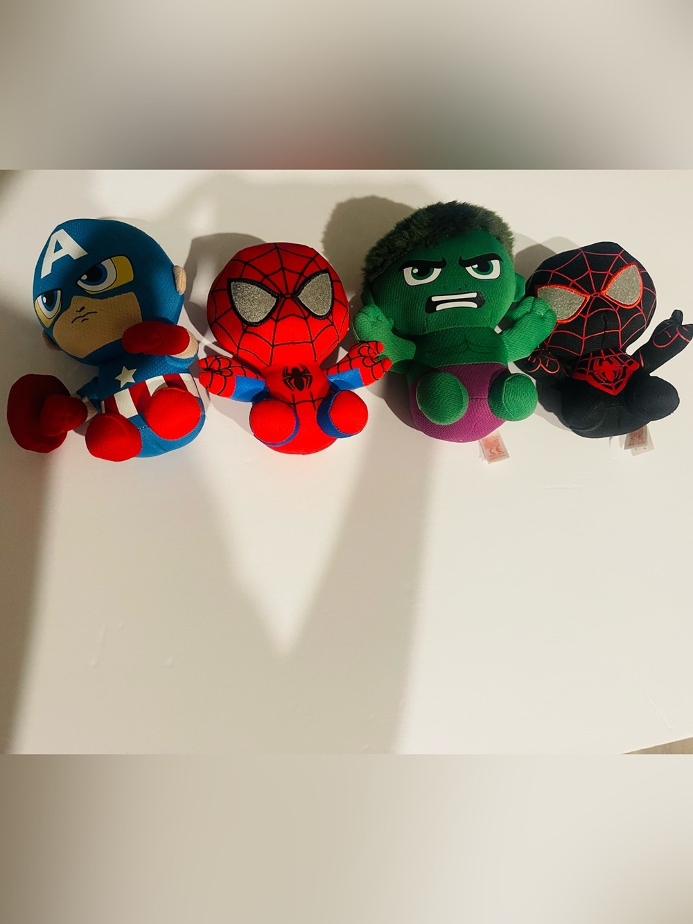 Marvel Plush Set Featuring Red Spider-Man, Blue Captain America & Green Hulk